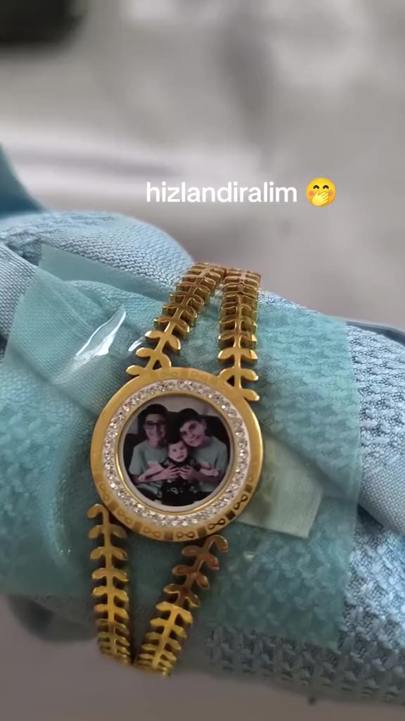 Epoksi Döküm Fotoğraflı Çelik Kelepçe Bileklik